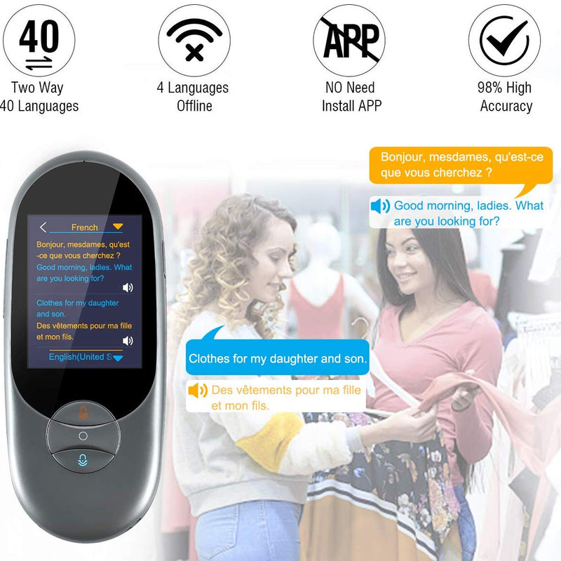 Bestrans Smart Voice Translator Device With Photo Translation 2.4 Inch Touch Screen